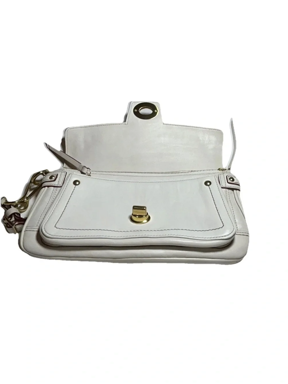 Coach Hamptons XL Wristlet/Clutch Winter White Leather, Brass Hardware, VINTAGE